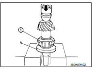 c. Using drift (A) (SST: ST37710000), press the pinion front bearing