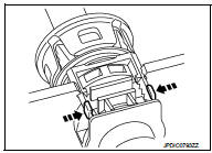 11. Pull up the stopper (A) of the selector cable in the direction of