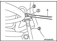 4. Remove the union bolt (1) and copper washers (2), and remove