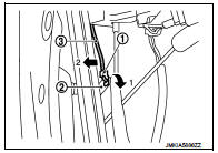 5. Disconnect harness connector of door antenna (1) and door
