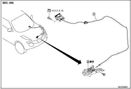 1. Hood lock control cable assembly