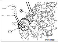 10. Turn the camshaft sprocket (INT) to the most advanced position.