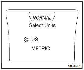 4. Turn the Selection dial to select “US” or “METRIC”, then press the ENTER button