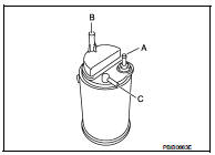3. Visually inspect the fuel check valve for cracks, damage, loose