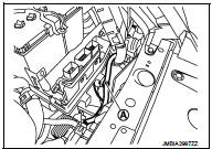 10. Remove mounting bolt (A) and nut (B) of F/L·fuse holder bracket