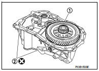 25. Remove input shaft front bearing from clutch housing, using a