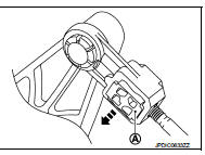 13. While pressing the lock of the selector cable in the direction of