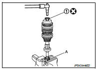 2. Remove input shaft rear bearing (1), as per the following procedure.