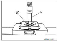 3. Remove spacer (1), 6th input gear (2), needle bearing, 6th baulk