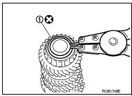 2. Remove 6th main gear (1) and mainshaft rear bearing inner race