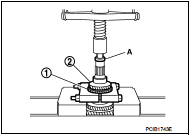 5. Remove 1st main gear (1), 1st-2nd synchronizer hub assembly
