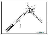 5. Install the brake tube (2) to the brake hose A (3), temporarily