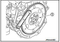 • Install pilot converter (1), drive plate (2), and reinforcement