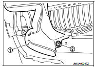 3. Using strings (A), hang inlet hose (1) and inlet hose (2) together