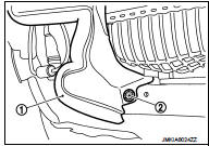 3. Using strings (A), hang inlet hose (1) and inlet hose (2) together