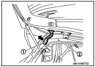 9. Remove grommet (2), and then pull out harness and washer