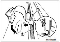 9. Remove fuel filler lid opener cable fixing clips, and then remove fuel