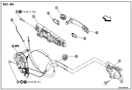 1. Door key cylinder assembly (driver