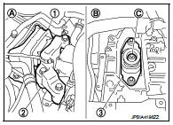 5. Carefully lower jack, or raise lift to remove the engine and the transaxle