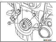 5. Tighten old crankshaft pulley bolt with a spacer (1) (which does