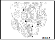29. Install the power steering pump or the washer which replaces