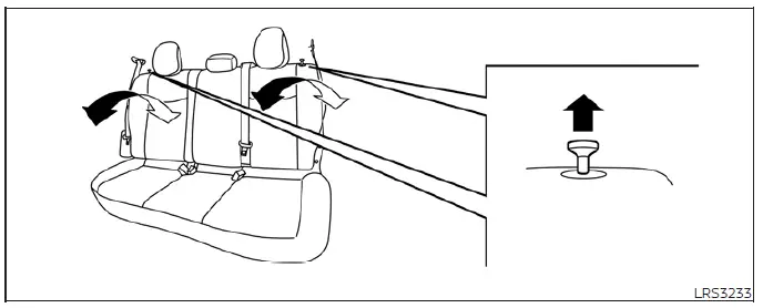 Rear bench seat release mechanism for folding seats in the Nissan Leaf