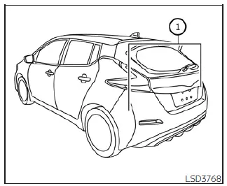 Visual representation of the Blind Spot Warning detection alert on the side mirror of a Nissan Leaf
