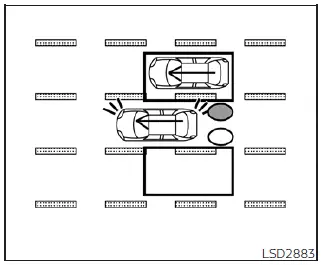 Diagram illustrating the Nissan Leaf BSW warning alert during an active overtaking maneuver