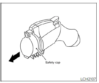 Nissan Leaf charge port interface ready for connector insertion