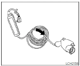 Correct coiling method for the Nissan Leaf charging cable to ensure longevity