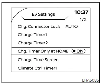 Nissan Leaf interface for advanced timer charge settings