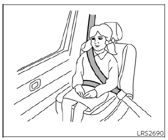 Correct positioning of a child in a booster seat using the Nissan Leaf seat belt system