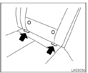 Close-up view of a LATCH lower anchor point in a Nissan Leaf