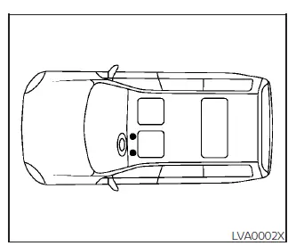 Diagram showing the location of the floor mat positioning hooks in the Nissan Leaf footwell