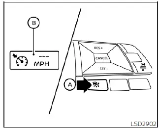 Step-by-step activation of conventional cruise control mode on the Nissan Leaf