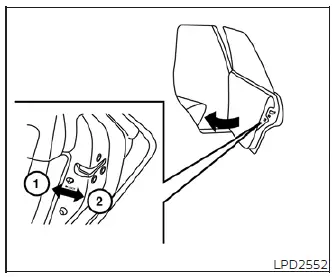 Locating the physical child safety lock lever on the rear door edge of the Nissan Leaf