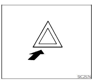 The hazard warning flasher switch button located on the Nissan Leaf dashboard