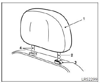 Detailed components of a non-adjustable head restraint showing the single locking notch