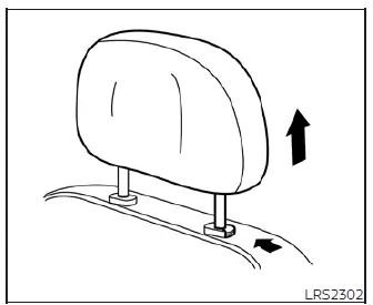 Instructional view of removing the head restraint from the Nissan Leaf seat
