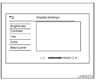 Touchscreen interface menu layout demonstrating the steps to access display customization parameters