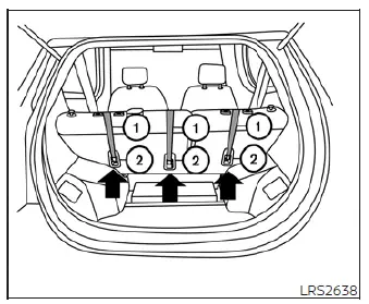 Diagram illustrating the top tether strap and anchor point location for rear seat installation