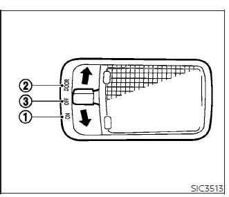 Rear ceiling room light three-position sliding switch