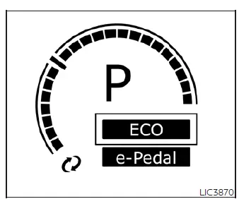 ECO mode active indicator light on the Nissan Leaf dashboard