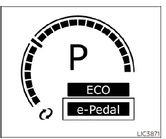 e-Pedal system status indicator light in the Nissan Leaf instrument cluster
