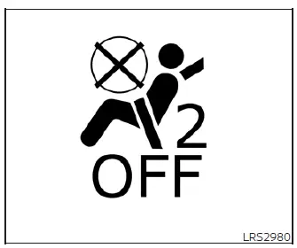 Instrument panel location of the front passenger air bag status indicator in the Nissan Leaf