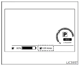 Dashboard power meter showing energy usage and regeneration in the Nissan Leaf