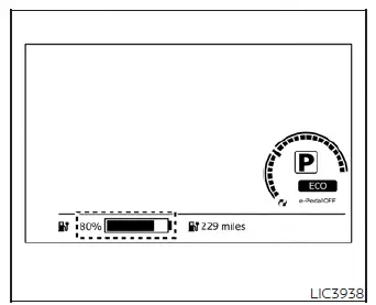Driving range indicator on the Nissan Leaf display panel