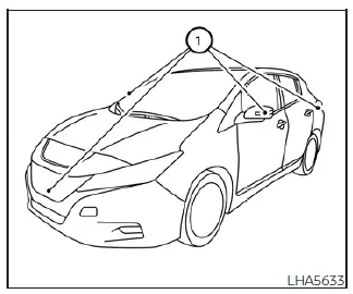 Close-up view of a clean Nissan Leaf backup camera lens showing the maintenance required for the MOD sensor array