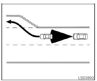 Diagram of Nissan Leaf maintaining distance from a lead vehicle on a highway