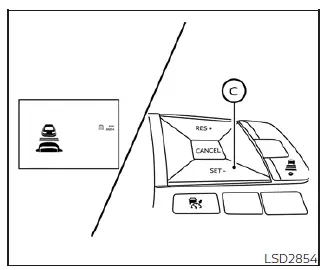 Setting cruising speed in a Nissan Leaf using the SET- switch